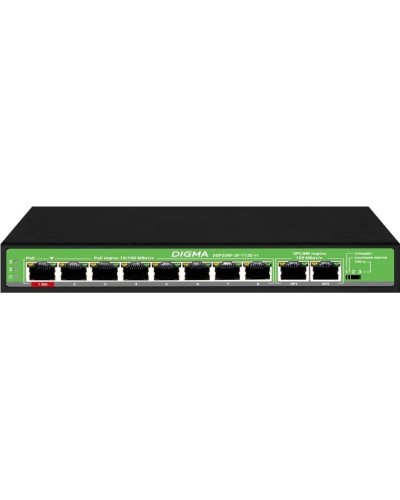DSP208F-2F-T120 DSP208F-2F-T120 V1 (L2) 10х100Мбит/с 8PoE 8PoE+ 120W. Коммутатор с питанием по PoE. Digma в Братске