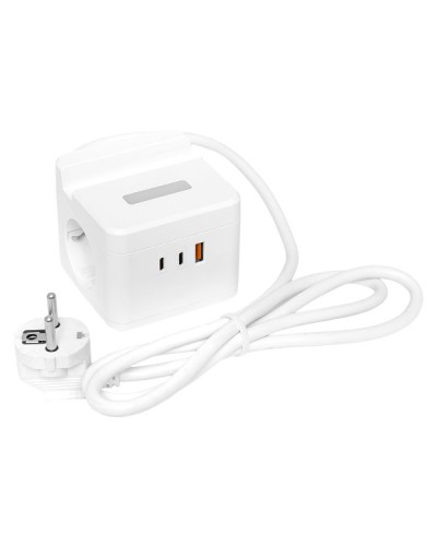 Удлинитель Куб 2 гнезда USB + 2Type C с быстрой зарядкой, подставкой под телефон и ночником 1,3 метра 1мм2. Удлинитель Куб. EKF в Братске