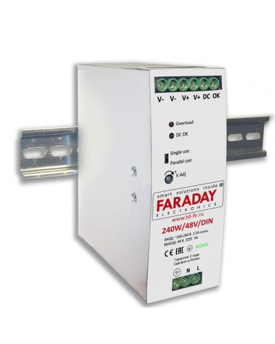 240W/48V/DIN. Блок питания. FARADAY в Братске