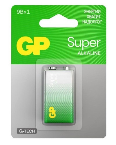 GP Super Alkaline 9V Крона (GP 1604AA21-5CRSBC1), БЛИСТЕР. Алкалиновая батарейка. GP Batteries в Братске