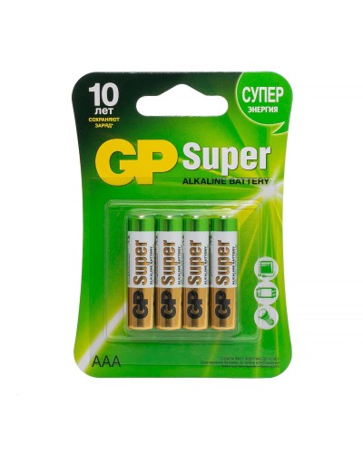 GP Super Alkaline 24A AAA (GP 24A-2CR4), упак. 4 шт. БЛИСТЕР. Алкалиновые батарейки. GP Batteries в Братске
