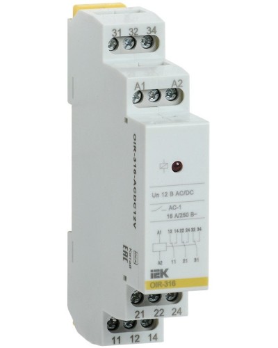Реле промежуточное модульное OIR 3 контакта 16А 230В AC (OIR-316-AC230V). Реле промежуточное модульное. IEK в Братске