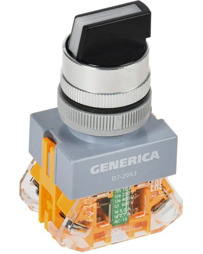 Переключатель D7-20X3 на 3 положения черный GENERICA (BSW50-20X3-3-21-3-K02-G). Переключатель. IEK в Братске