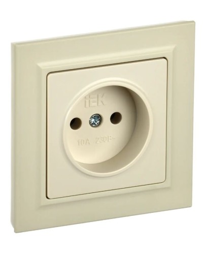 Розетка без з/к в сборе РСР10-1-0-БрКр бежевый BRITE (BR-R10-10-K10-F). Розетка без заземления без защитных шторок. IEK в Братске