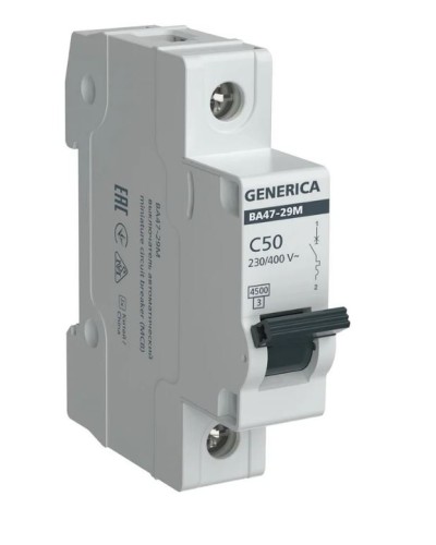 GENERICA ВА47-29М 1P C 50А 4,5кА (MVA21-1-050-C-G). Автоматический выключатель. IEK в Братске