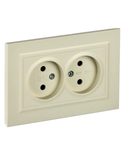 Розетка 2-местная без з/к РС12-2-БрКр бежевый BRITE (BR-R20-10-K10-F). Розетка без заземления без защитных шторок в сборе. IEK в Братске