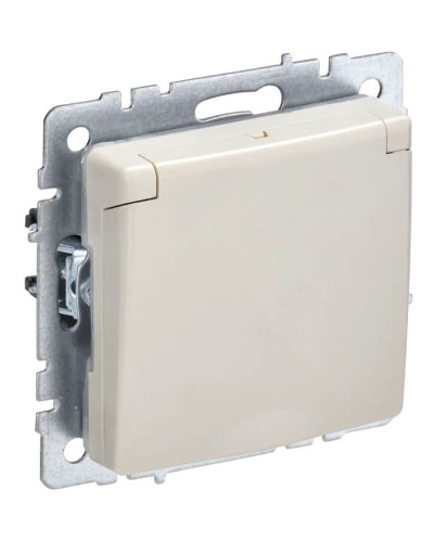 Розетка с з/к РСбш10-3-44-БрКр бежевый BRITE (BR-R16-16-44-K10). Розетка с заземлением с защитными шторками и крышкой. IEK в Братске