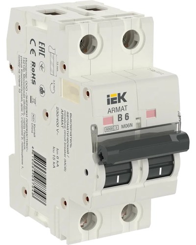 M06N 2P B 6А 6кА ARMAT (AR-M06N-2-B006). Автоматический выключатель. IEK в Братске