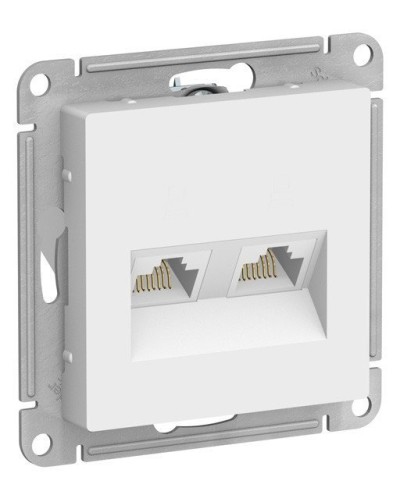 AtlasDesign розетка RJ45+RJ45, 2-местная, скрытой установки, механизм, белый (ATN000185). Розетка компьютерная. Systeme Electric в Братске