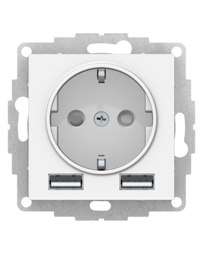 AtlasDesign розетка 1-местная с 2 USB A+A, скрытой установки, механизм, белый (ATN000130). Розетка с USB. Systeme Electric в Братске