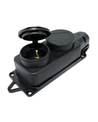 Розетка двухместная 2Р+РЕ 16А 250В IP44 (SQ0612-0037). Розетка двухместная с заглушками каучук. TDM ЕLECTRIC в Братске