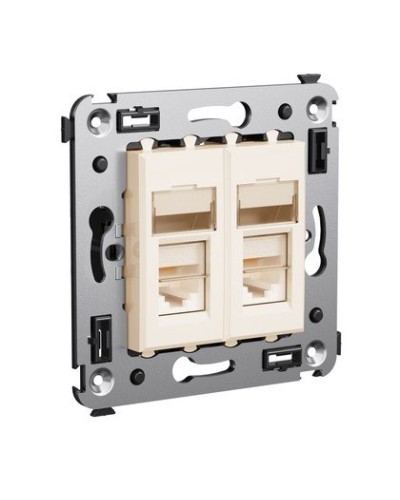 Розетка RJ-45 Avanti в стену двойная экранированная ванильная дымка (4405364). Розетка. ДКС в Братске