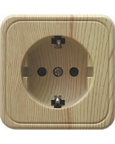 Розетка одинарная открытой установки с з/к, сосна, LK Standard (813225). Розетка с заземляющими контактами и защитными шторками. Экопласт в Братске