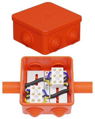 Коробка JBS080 85х85х50, 6 вых., 3P (0,15-10,0 мм²) (43301HF). Коробка монтажная, огнестойкая, без галогена. Экопласт в Братске