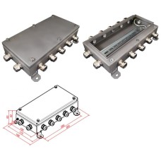 КМ IP66-1530, 12 вводов, нержавейка. Коробка монтажная электротехническая. Гефест