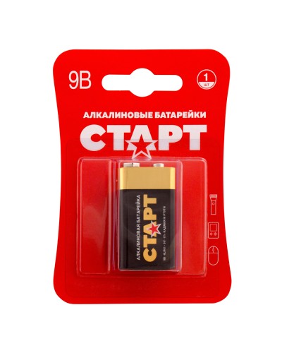 СТАРТ 6LR61-BL1 (9 В, Крона,  6LR61), БЛИСТЕР. Алкалиновая батарейка. СТАРТ в Братске